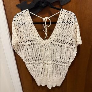 Forever 21 White Crochet Knit Top